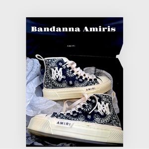 AMIRI BLACK BANDANA HIGH TOP SNEAKERS